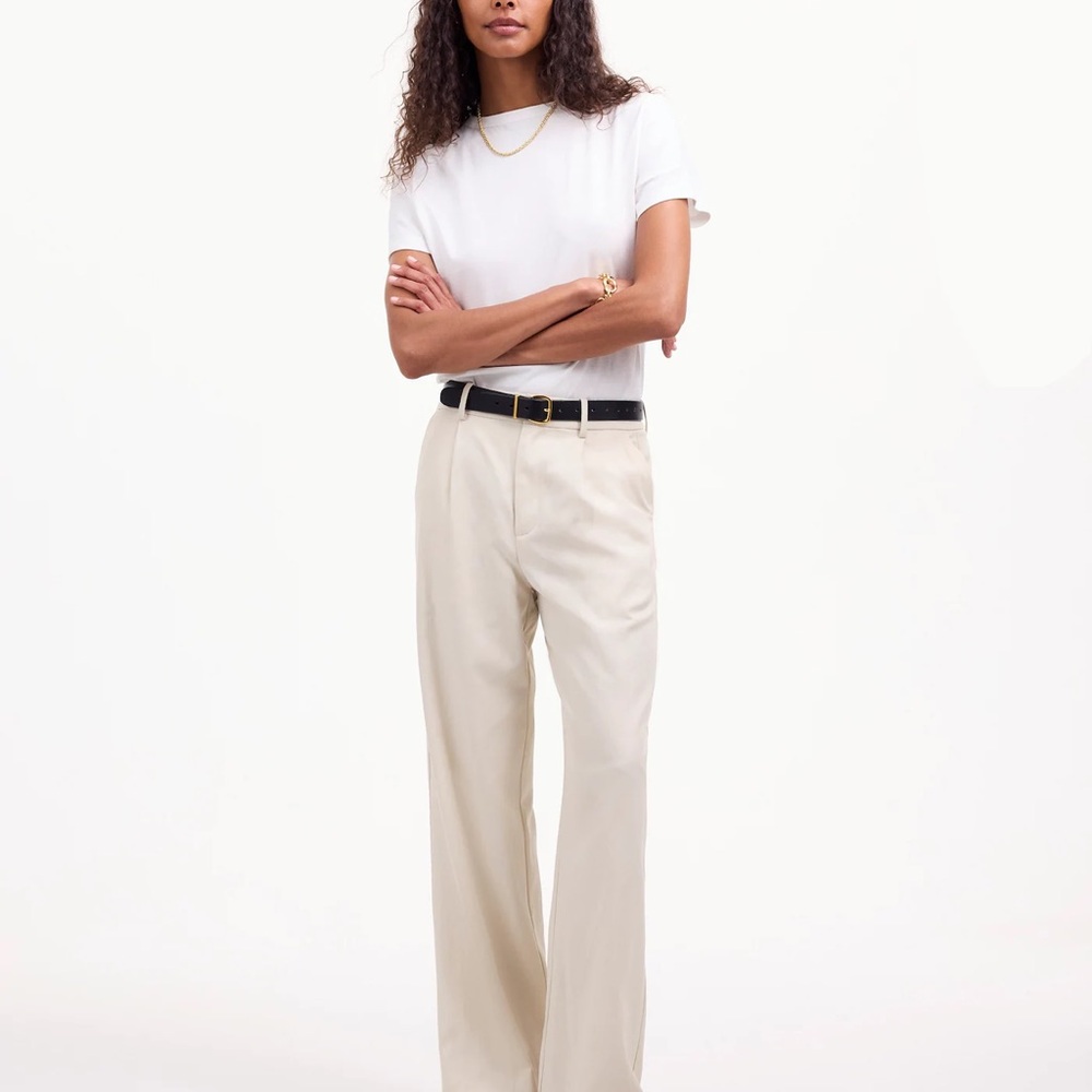 Madewell Beige Straight Slouchy Pants, 
size 4